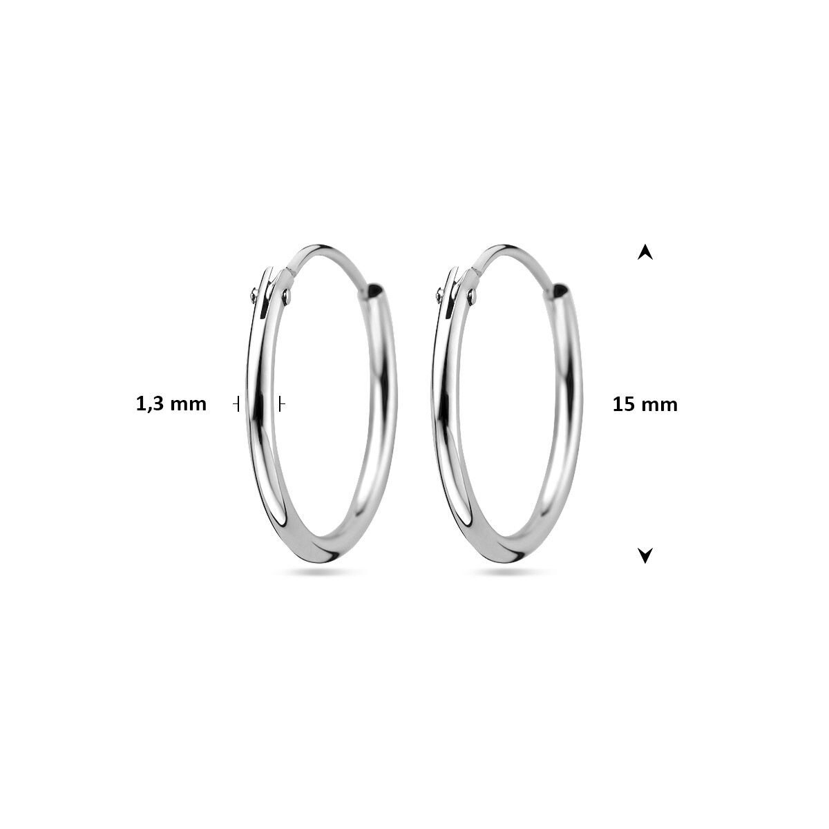 Zilveren Oorringen Ronde Buis 15mm 1322116