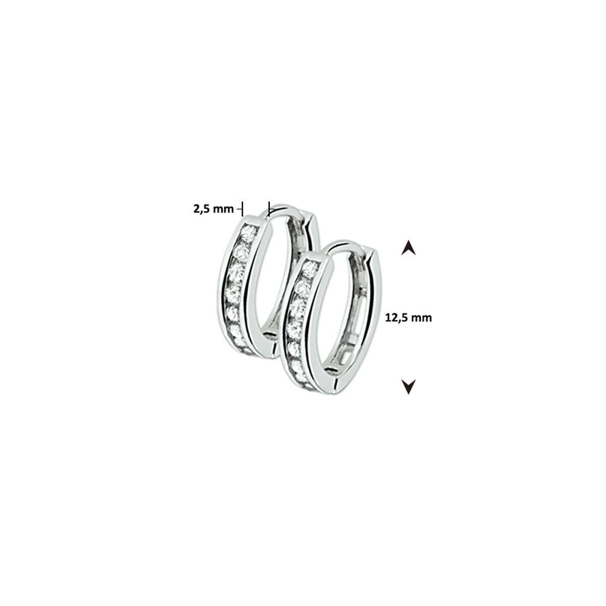 Zilveren Klapoorringen Zirkonia 12,5mm 1322442