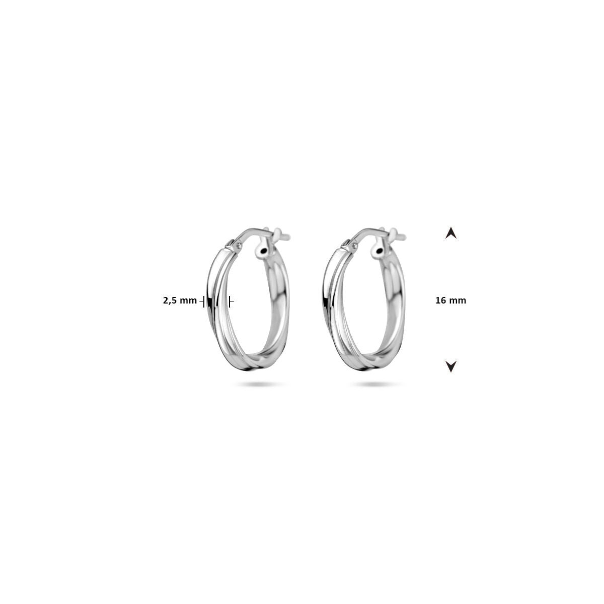 Zilveren Oorringen Gedraaid 2,0mm 16mm 1337956