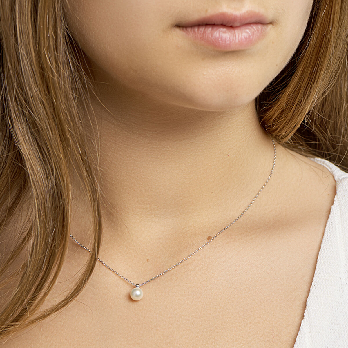 Zilveren Collier Parel 40+4cm 1322089