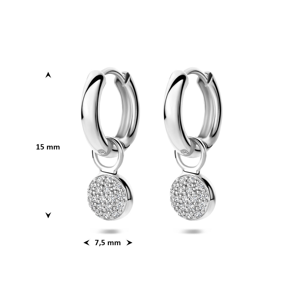 Zilveren Klapoorringen Zirkonia 15mm 1327089