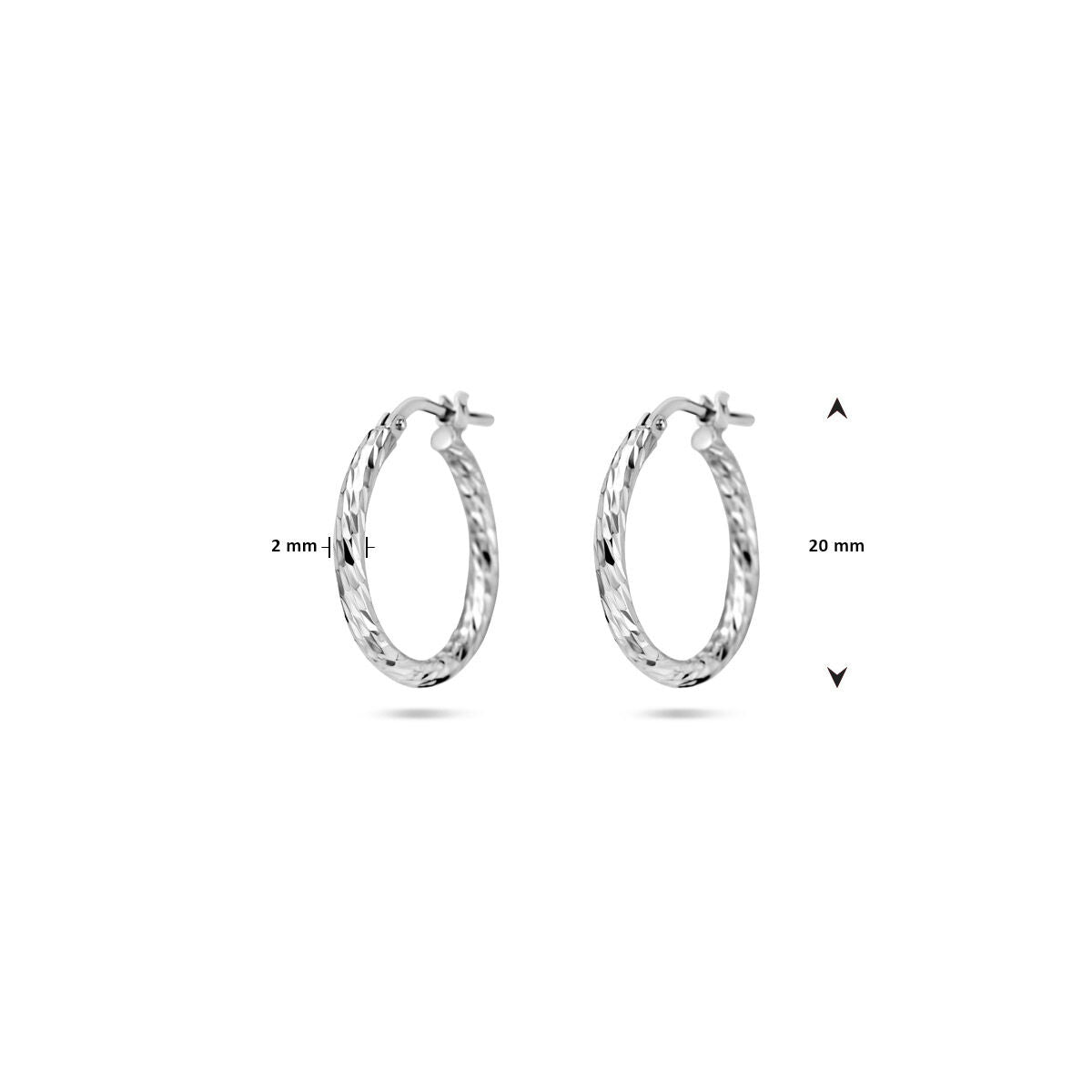 Zilveren Oorringen Gediamanteerd 2,0mm 20mm 1337977