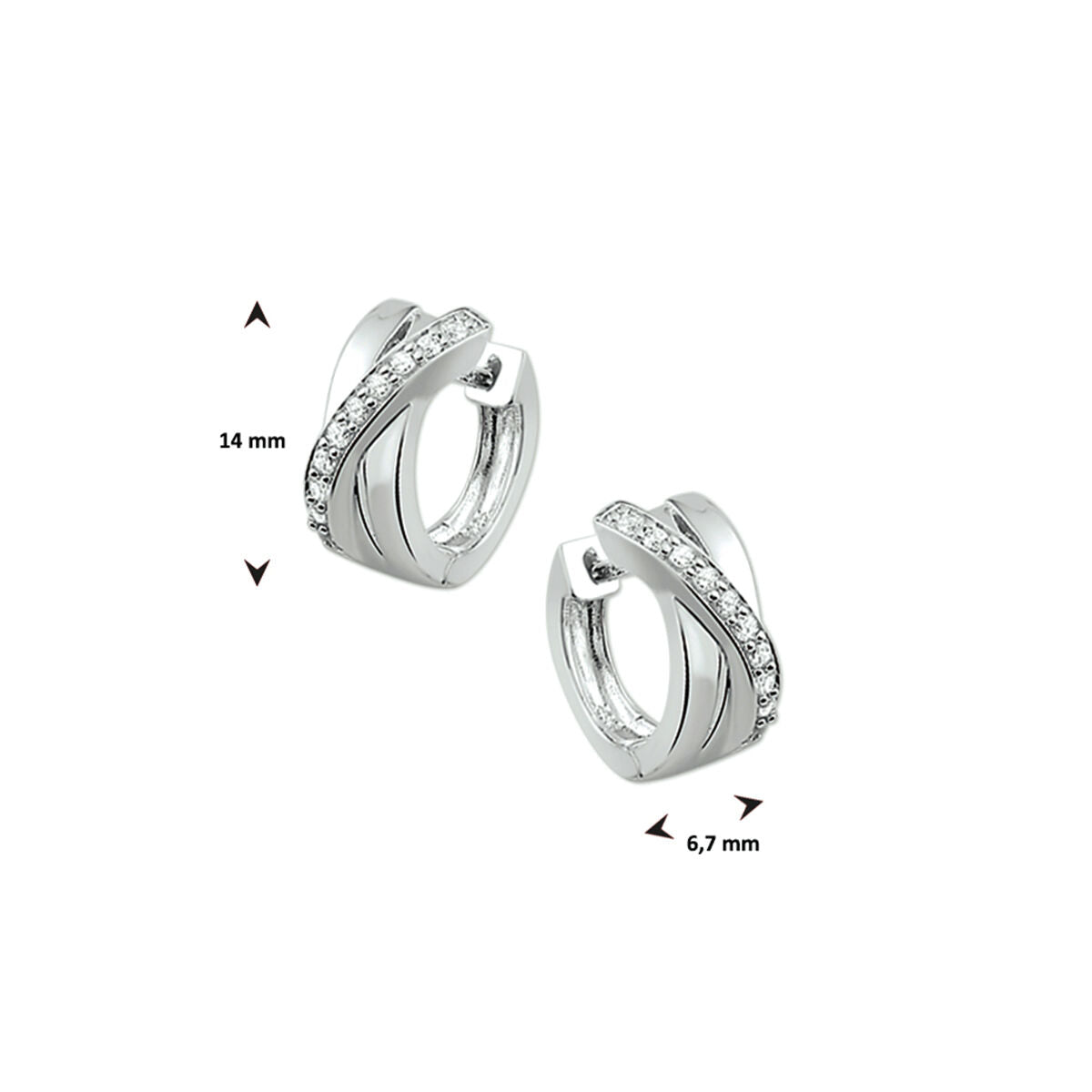 Zilveren Klapoorringen Zirkonia 14mm 1322202