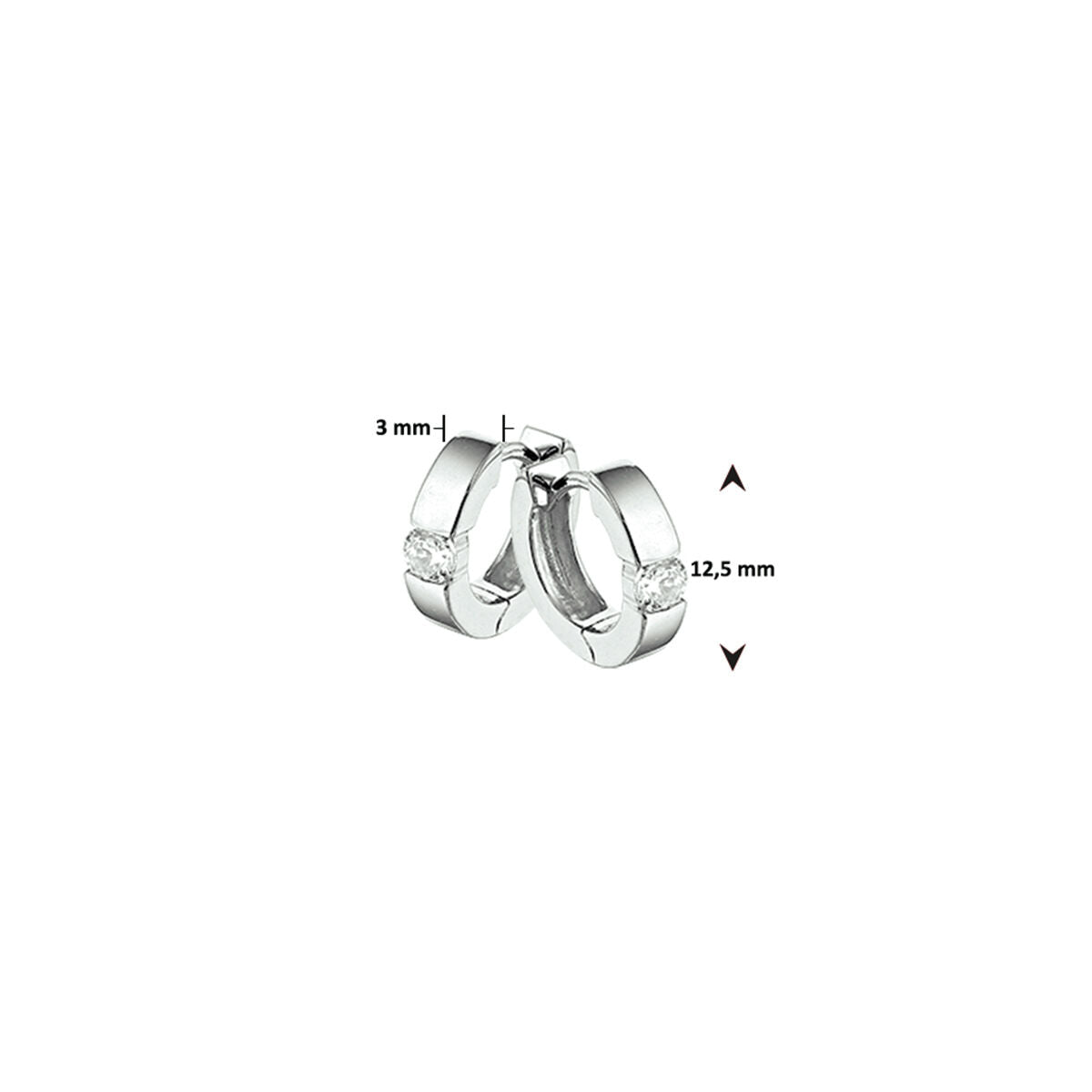 Zilveren Klapoorringen Zirkonia 12,5mm 1322191
