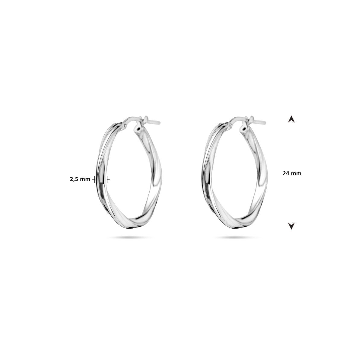 Zilveren Oorringen Gedraaid 2,0mm 24mm 1337962