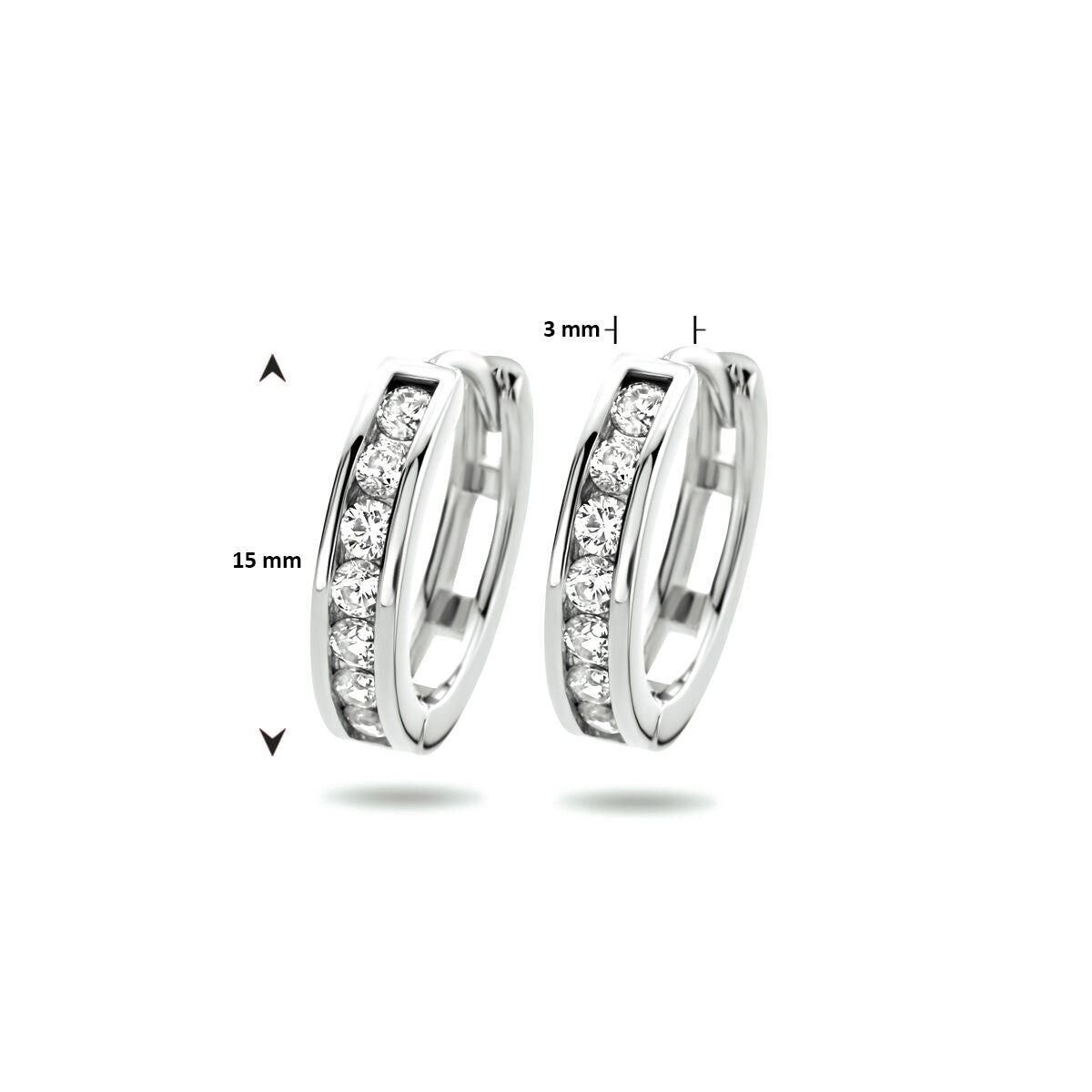 Zilveren Klapoorringen Zirkonia 15mm 1322443