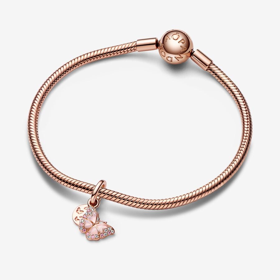 Pandora Dubbele Bedel Rose Vlinder en Citaat 782555C01