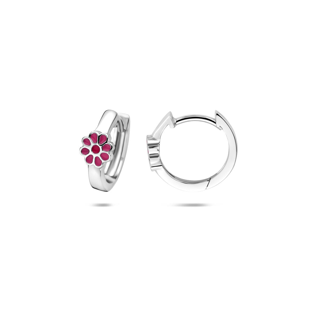 Zilveren Klapoorringen Bloem Emaille 12 mm 1340422