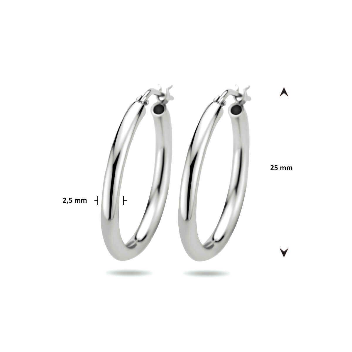 Zilveren Oorringen Ronde Buis 25mm 1322186