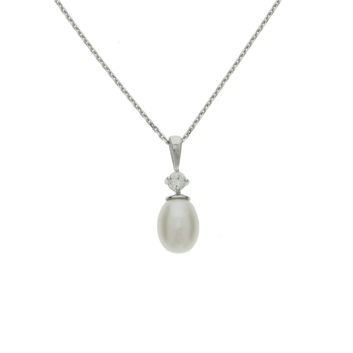 Zilveren Collier Parel 41+4cm 1322107