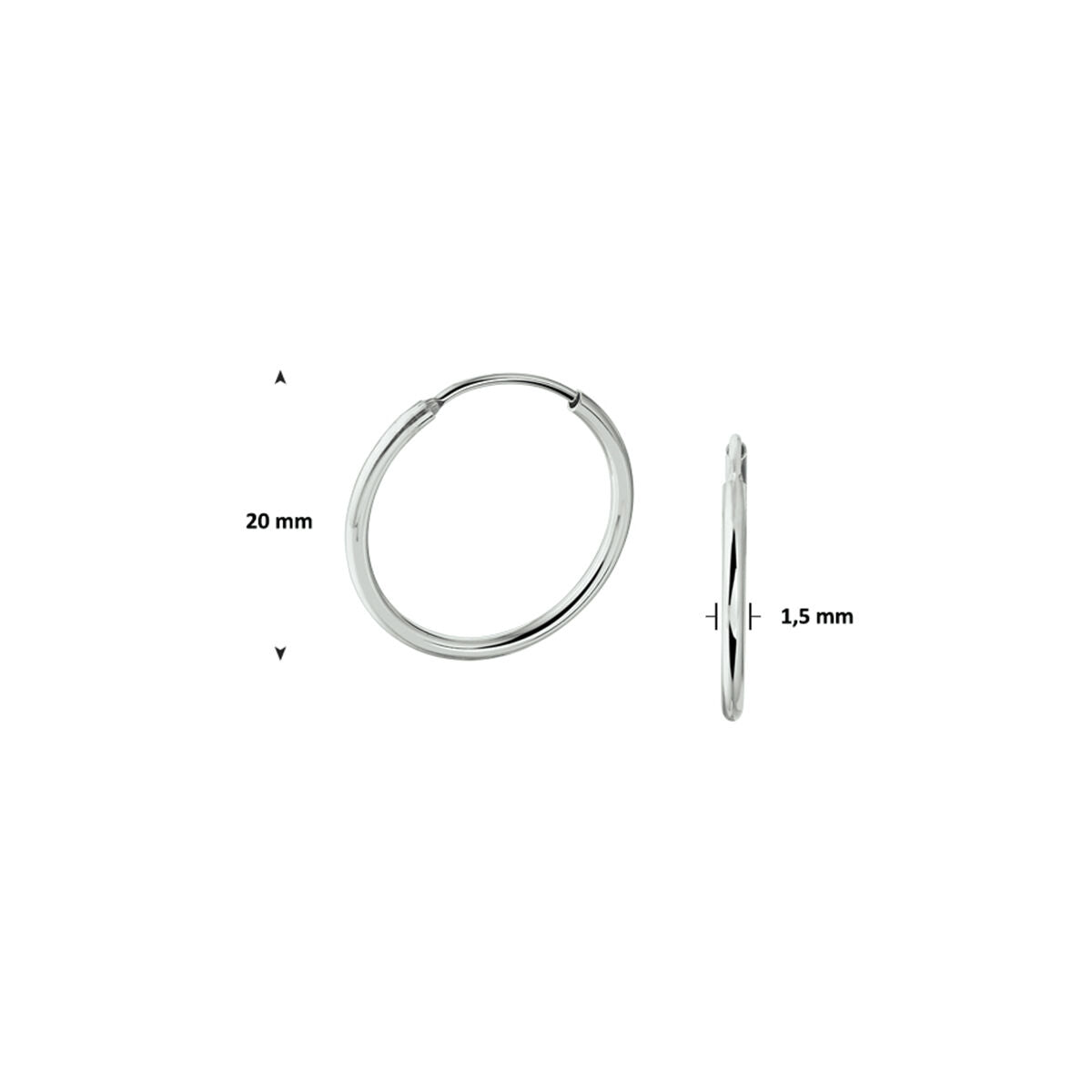 Zilveren Oorringen Ronde Buis 20mm 1322415