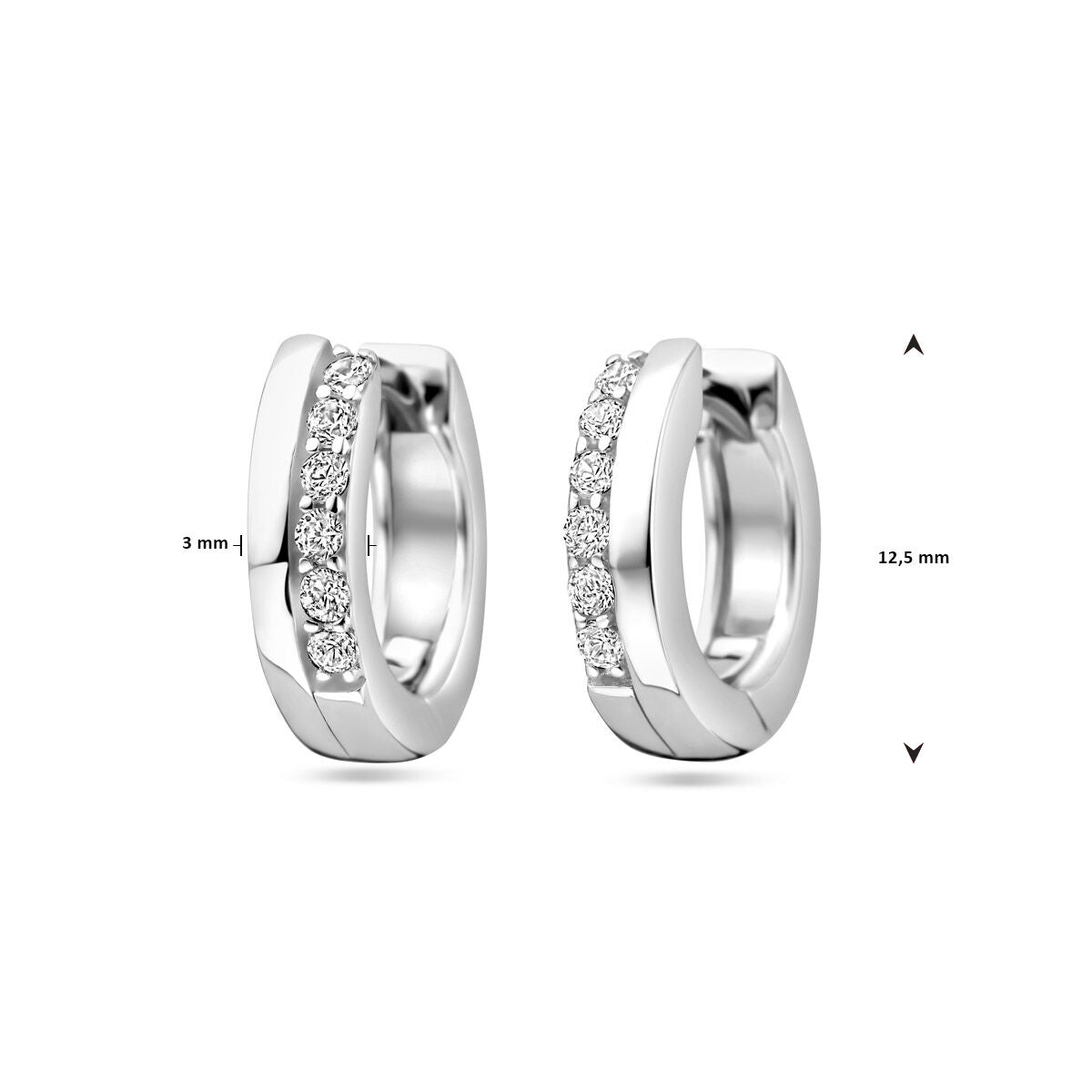 Zilveren Klapoorringen Zirkonia 12,5mm 1322195