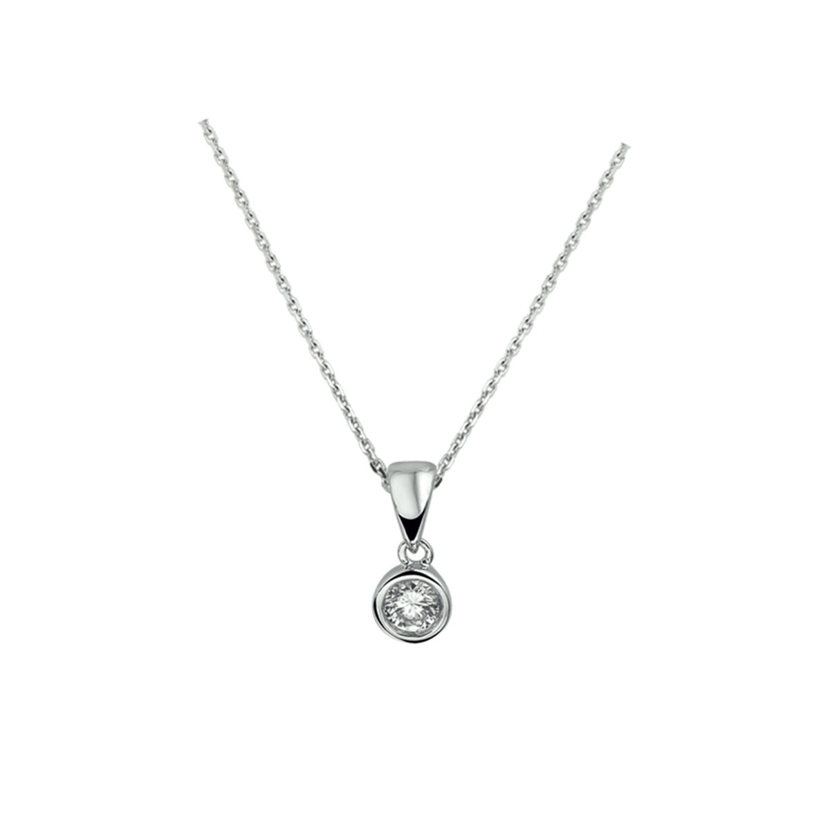 Zilveren Collier Zirkonia 41+4cm 1322098