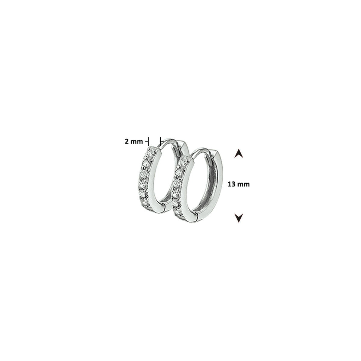 Zilveren Klapoorringen Zirkonia 13mm 1322197
