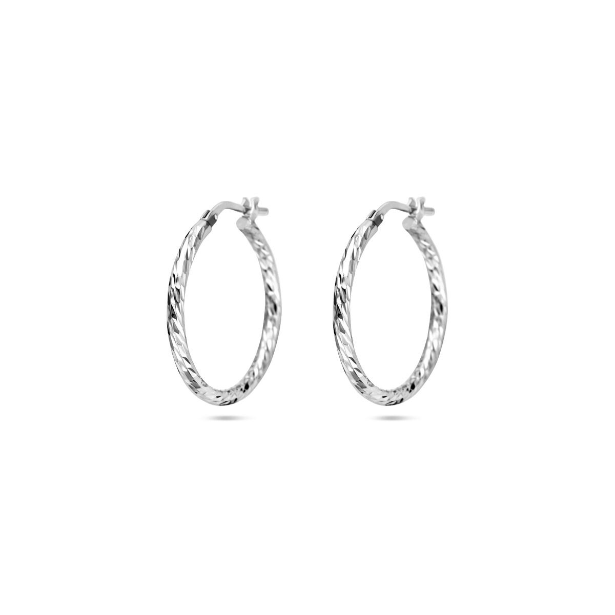Zilveren Oorringen Gediamanteerd 2,0mm 25mm 1337980