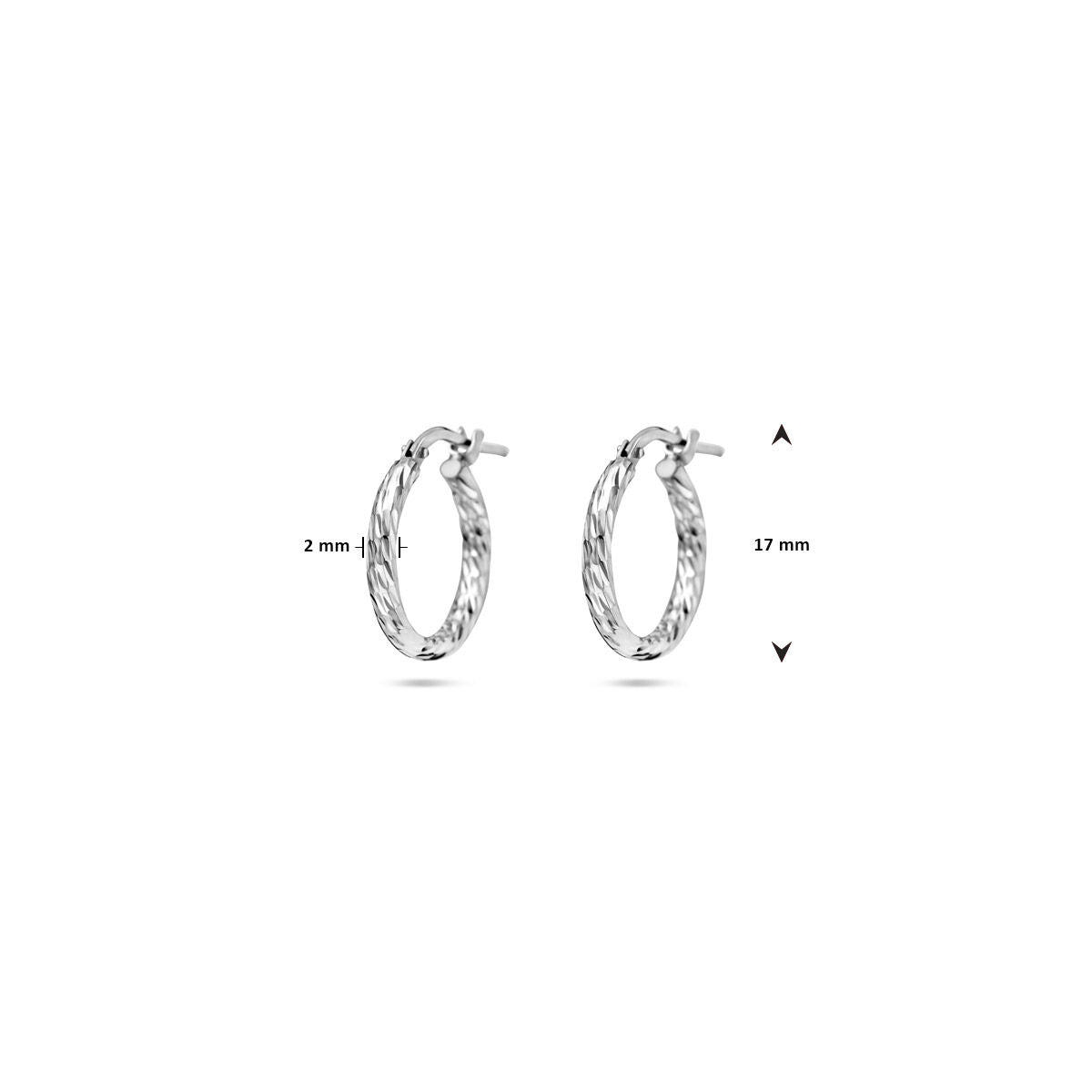 Zilveren Oorringen Gediamanteerd 2,0mm 17mm 1337974