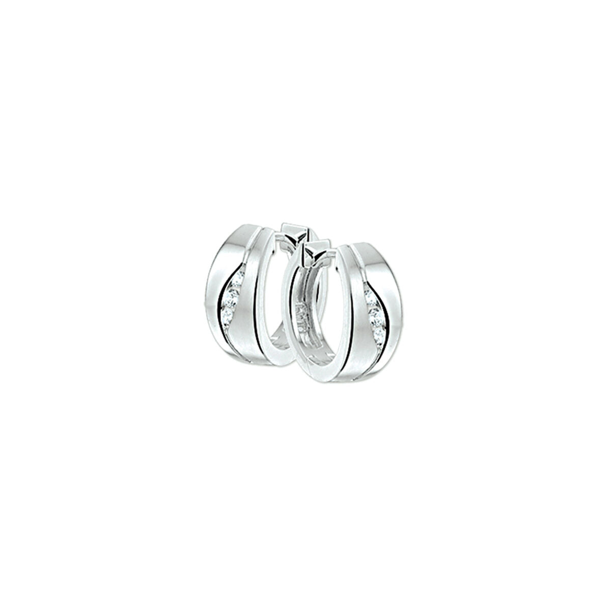 Zilveren Klapoorringen Zirkonia Poli/Mat 14,5mm 1321906