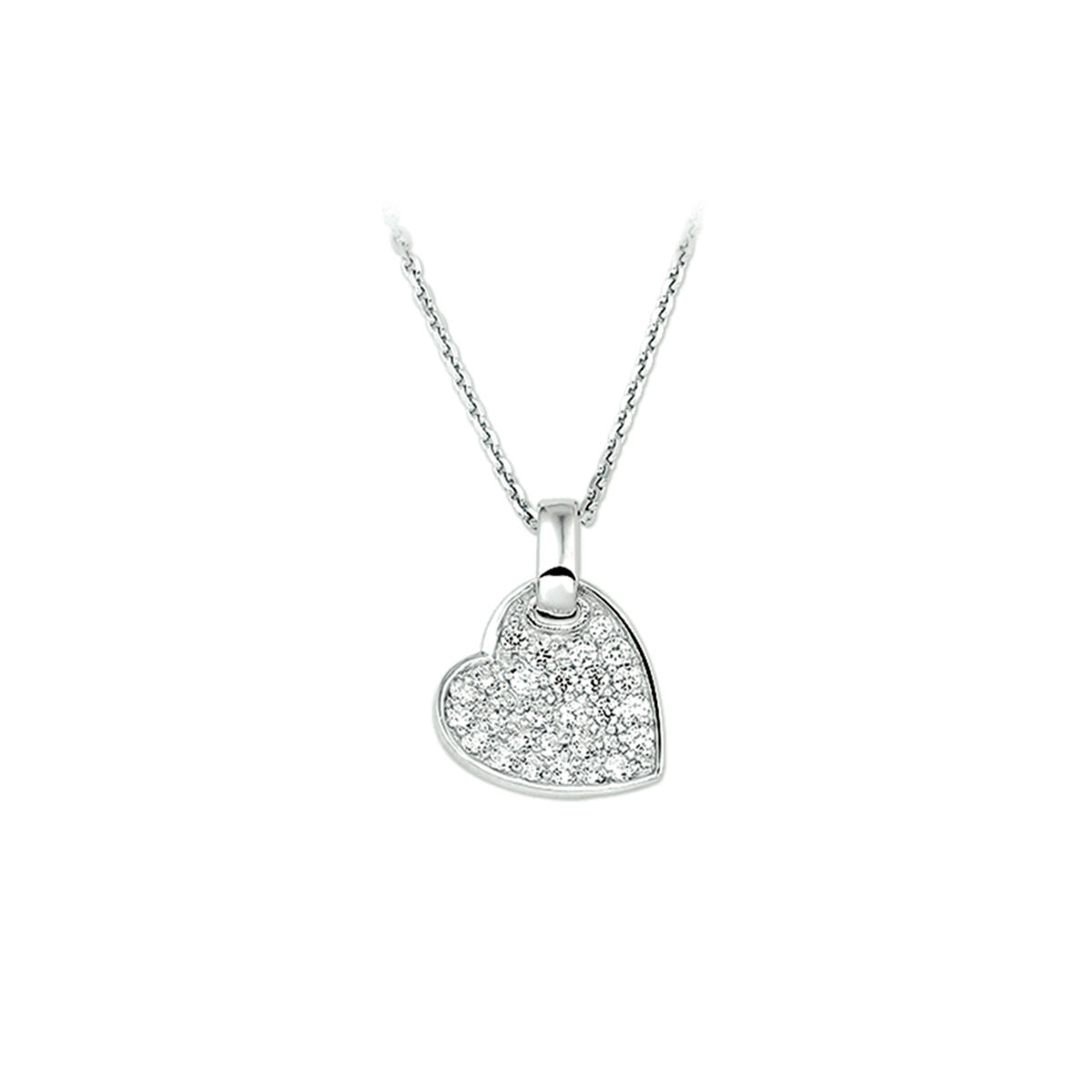 Zilveren Collier Hart Zirkonia 1,3mm 41+4cm 1322155
