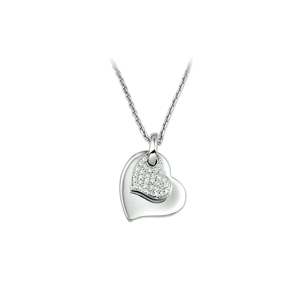 Zilveren Collier Hart Zirkonia 1,3mm 41+4cm 1322166