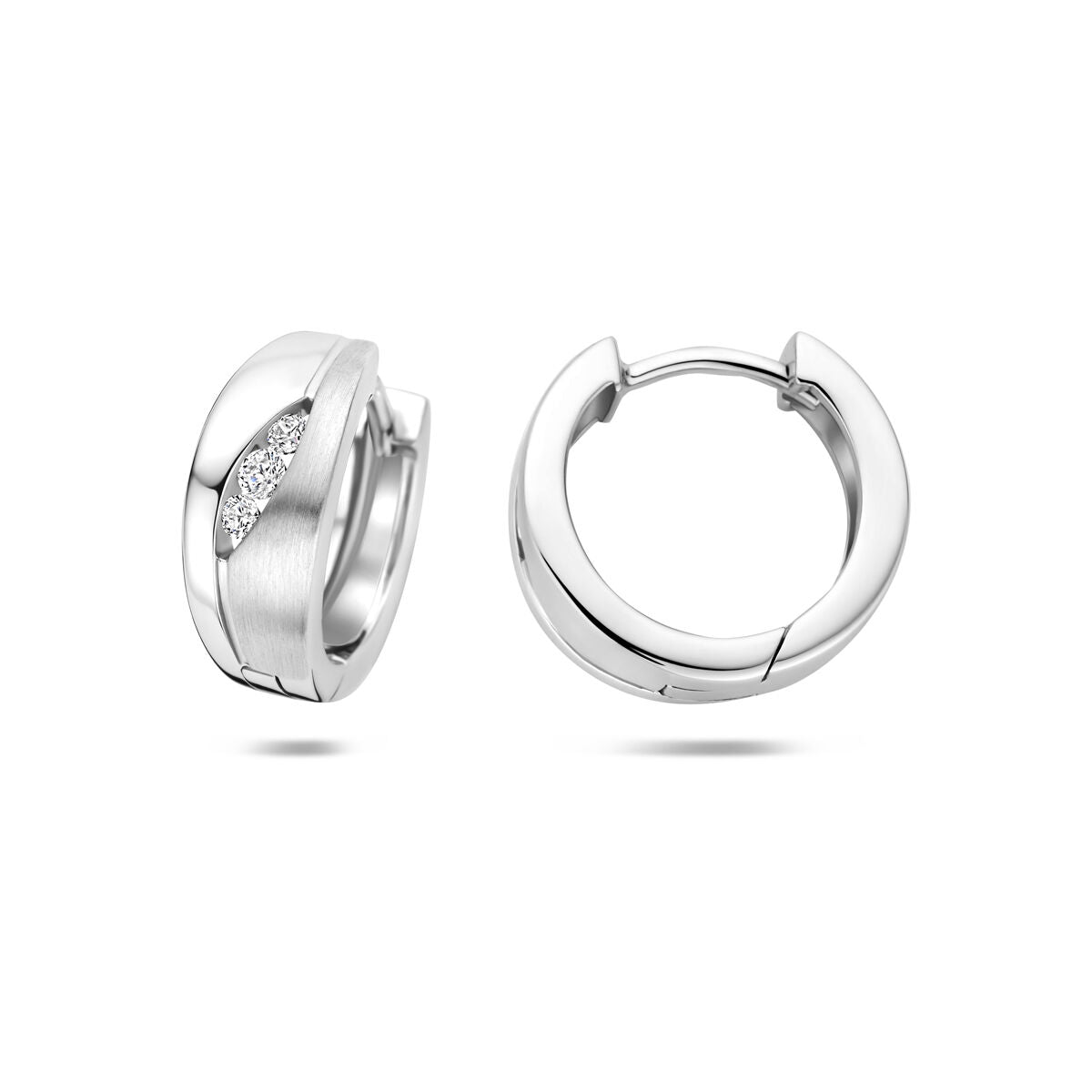 Zilveren Klapoorringen Zirkonia Poli/Mat 14,5mm 1321906