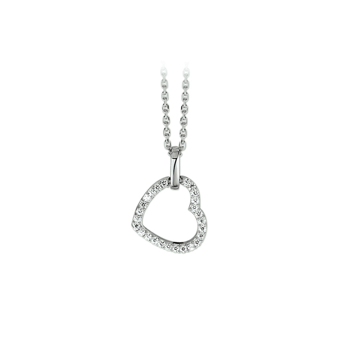 Zilveren Collier Hart Zirkonia 1,3mm 41+4cm 1322159