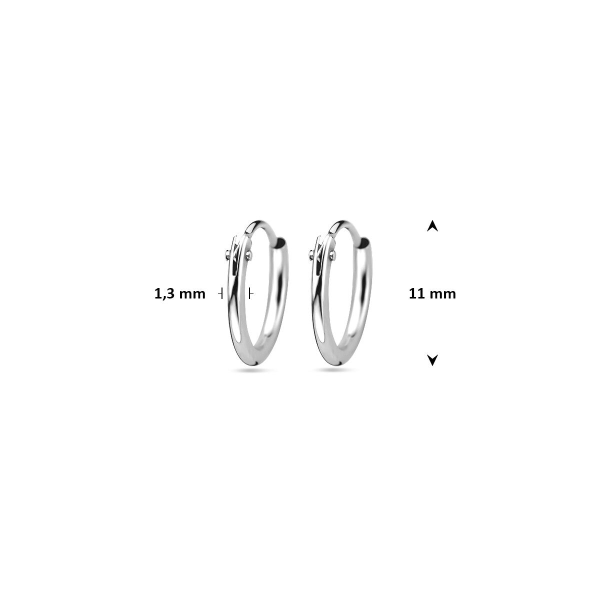 Zilveren Oorringen Ronde Buis 11mm 1322113