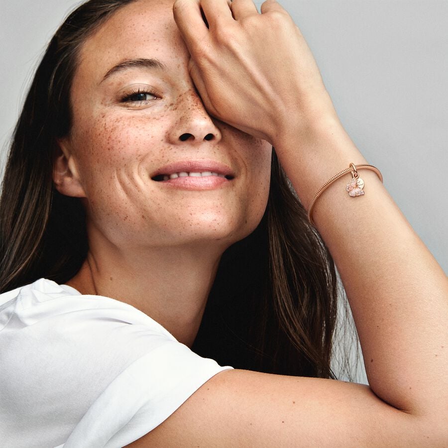 Pandora Dubbele Bedel Rose Vlinder en Citaat 782555C01