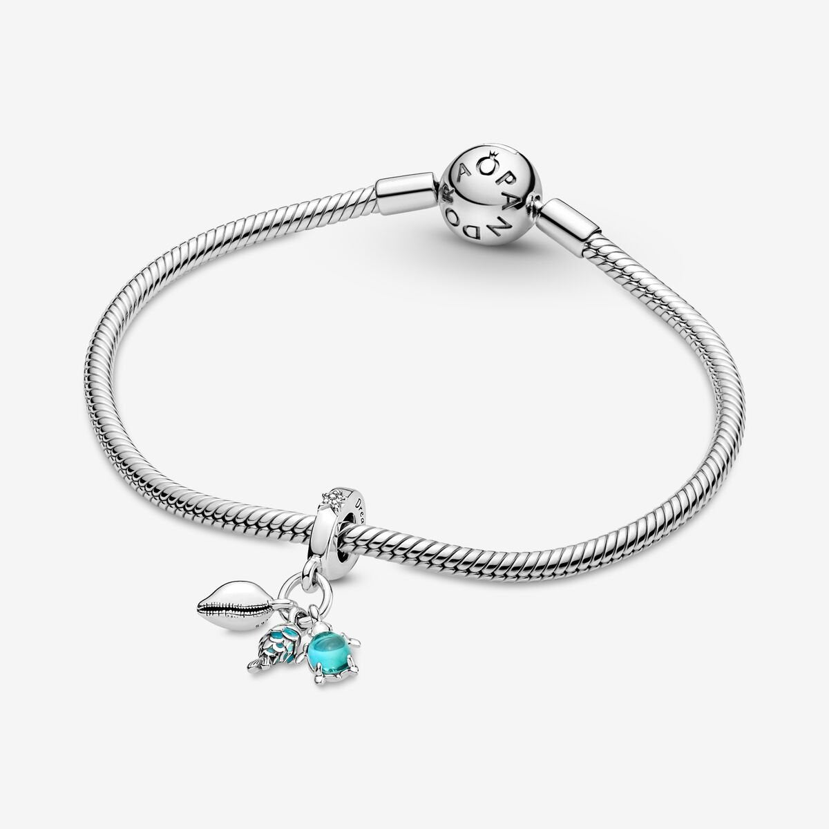 Pandora Moments Driedubbele Bedel Vis, Zeeschilpad en Schelp 791697C01